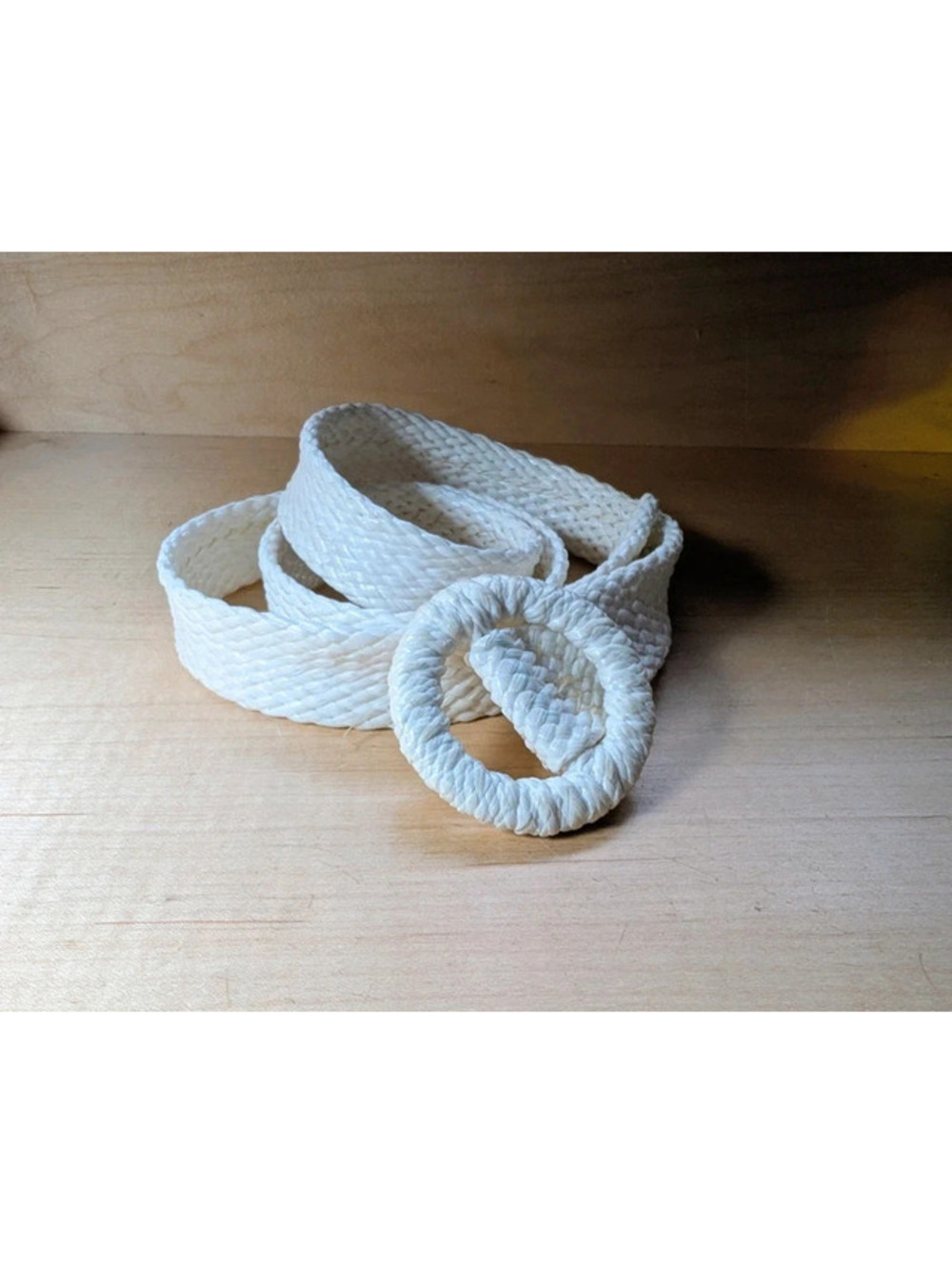 Vintage 70s White Braided Rafia Belt